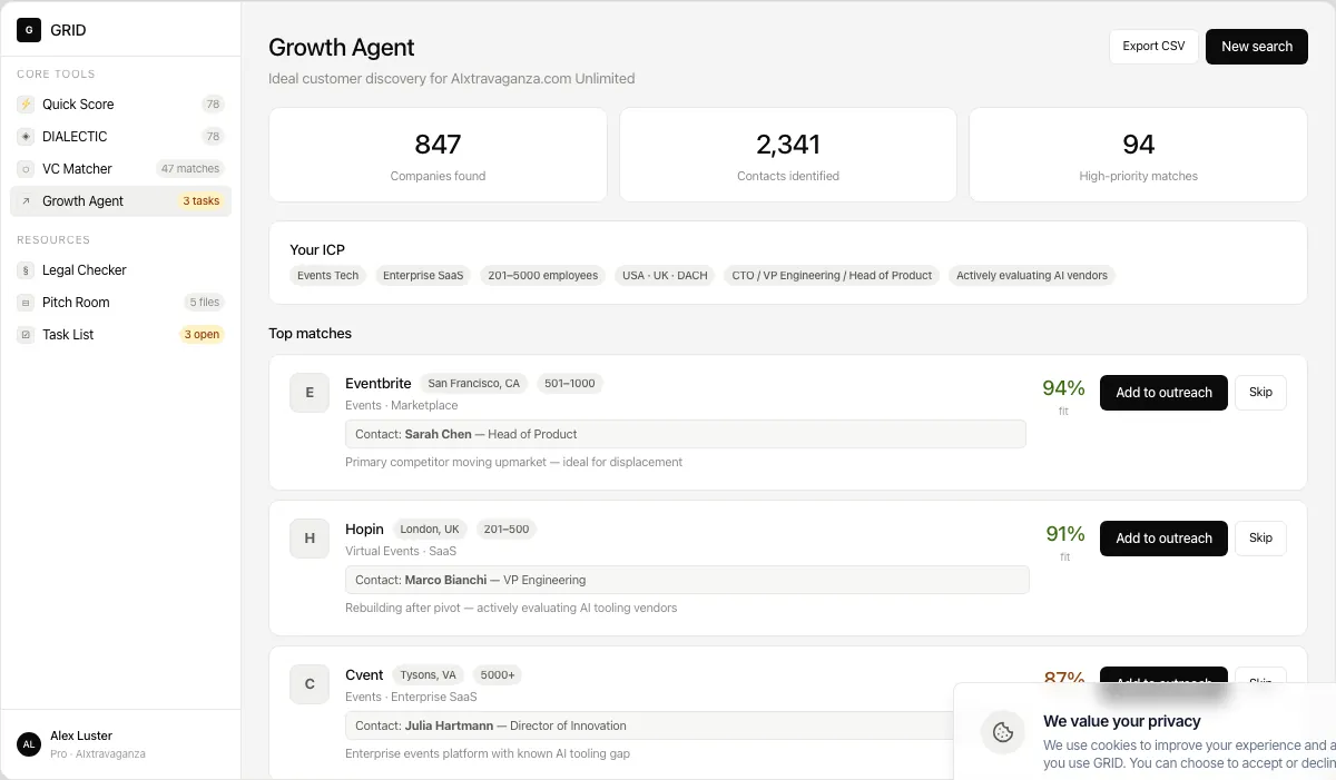 Growth Agent — customer discovery results