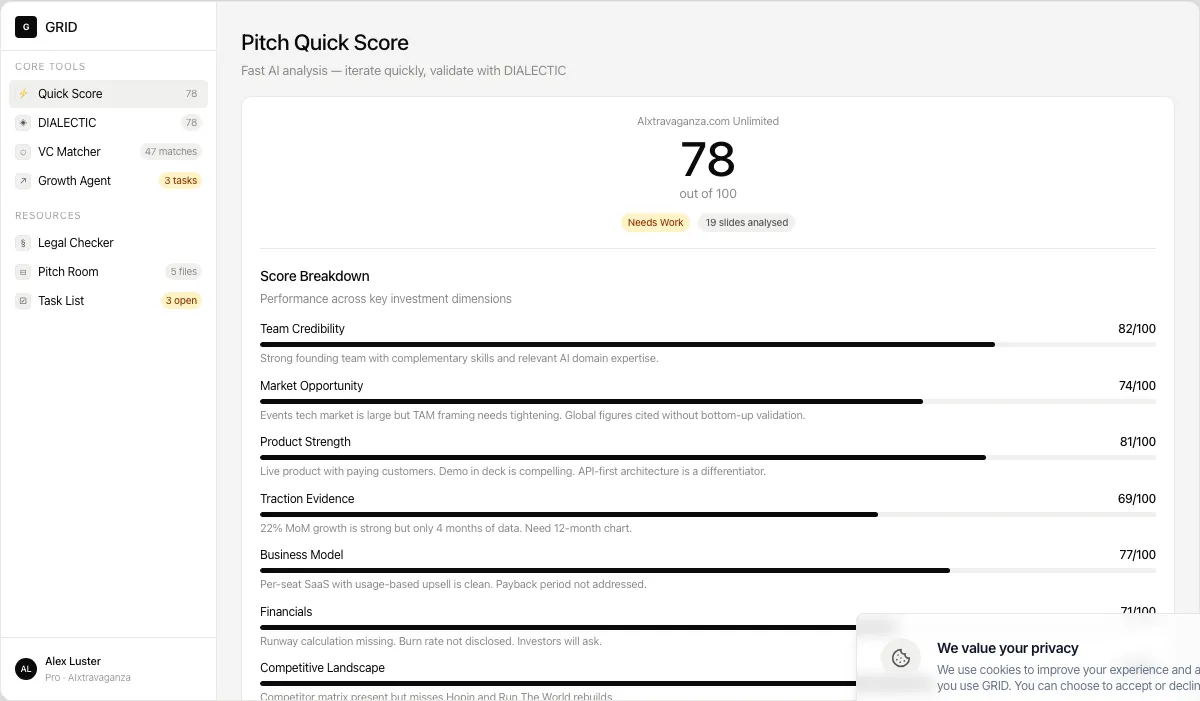 Pitch Analysis — Quick Score result